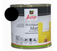 Peinture Acrylique Finition Mate 0,5L - Couleur Noir - Surface entre 6 et 7 m² - Multi Supports - Sèche Rapidement - Peinture Murale - Utilisation Intérieur et Extérieur - Jafep