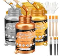 Peinture acrylique métallique 450ml, or argent feuille de bronze 3 couleurs