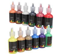 Peinture Acrylique Métallisée, 12 Couleurs Peinture Lustre Nacré pour Surfaces Métalliques Peinture à Base d'eau Bricolage Peinture en Cuir pour Vêtements Voiture Cuir Mur Art