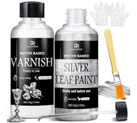 Peinture Acrylique Métallisée - 200ml Feuille d’Argent Liquide Ultra Brillant Sèche Rapide, Vernis Protecteur Inclus, Non-Toxique & Imperméable pour Arts, Bois, Céramique, Verre & DIY Artisanal