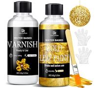 Peinture Acrylique Métallisée - 200ml Feuille d’Or Liquide Ultra Brillant Sèche Rapide, Vernis Protecteur Inclus, Non-Toxique & Imperméable pour Arts, Bois, Céramique, Verre & DIY Artisanal (Doré)