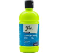 Peinture acrylique MONT MARTE Signature couleur jaune fluo en flacon de 500 ml, finition semi-mate, convient pour toile, bois, tissu, cuir, carton, papier, MDF et travaux manuels