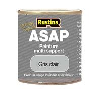 Peinture Acrylique Multi-Supports Gris Clair Satinée à Séchage Rapide pour Bois, métal, plastique, acier galvanisé, tuiles, verre, MDF et UPVC 500 ml - 6 à 7 m² (Rustin's ASAP)