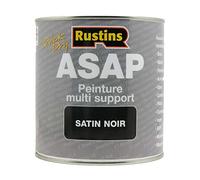 Peinture Acrylique Multi-Supports Noir Satinée à Séchage Rapide pour Bois, métal, plastique, acier galvanisé, tuiles, verre, MDF et UPVC 1 l - 12 à 14 m² (Rustin's ASAP)