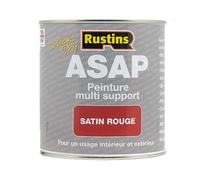 Peinture Acrylique Multi-Supports Rouge Satinée à Séchage Rapide pour Métal et Bois 500 ml - 6 à 7 m² (Rustin's ASAP)