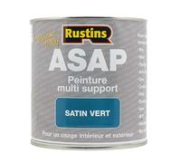 Peinture Acrylique Multi-Supports Vert Satinée à Séchage Rapide pour Métal et Bois 500 ml - 6 à 7 m² (Rustin's ASAP)