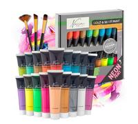 Peinture Acrylique Nassau Fine Art : 18 couleurs de qualité supérieure, y compris l'or et l'argent néon et métallisés | 36 ML | Imperméable à l'eau, à haut pouvoir couvrant et à séchage rapide