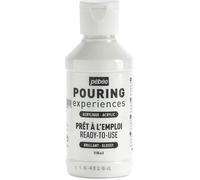 Pébéo Pouring Expériences-Peinture Acrylique Pré-mélangée Prête à l'emploi-Idéal pour Fluid Art, Blanc de Titane, 118 ml