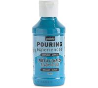 Pébéo Pouring Expériences-Peinture Acrylique Pré-mélangée Prête à l'emploi-Idéal pour Fluid Art, Bleu Turquoise, 118 ml