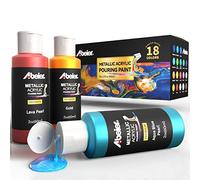 Peinture acrylique pour coulée métallique Abeier Lot de 18 peintures nacrées Peinture pour coulée à haut débit prémélangée (60 ml) Peinture pour couler sur toile, papier, bois, carrelage, pierre