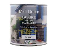 Peinture acrylique satinée blanche à séchage rapide pour tous types de bois extérieurs et intérieurs 2.5L - 30m² (Midi Décor)
