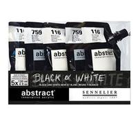 Peinture acrylique - Sennelier - Abstract - Satinée - Couleurs noir et blanc - 5x120ml