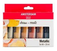 Royal Talens - Peinture acrylique AMSTERDAM - Métallisée, diluable à l'eau - 6 x 20 ml