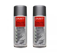 Peinture aérosol - AMT - Lot de 2 bombes - Haute température - 330ml - Gris