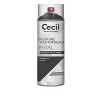 Peinture aérosol tous matériaux Cecil Professionnel noir brillant 400ml