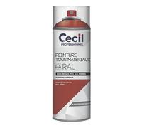 Peinture aérosol tous matériaux Cecil Professionnel rouge vif satiné 400ml
