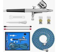 Peinture Airbrush Pistolet Pulvérisateur Double Action avec Tuyau et Kit Complet - Aérographe Polyvalent pour Modélisme, Maquettes, Décoration et Travaux de Peinture de Détail