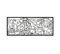 Peinture ajourée 3D Décoration murale 3D Peinture "Guernica de Pablo Picasso" 100x40cm Noir
