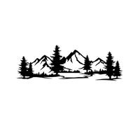 Peinture ajourée 3D Décoration murale,Peinture 3D "Montagnes avec forêt" 67x23cm Noir