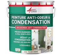 Peinture Anti Condensation, Anti Odeur, Moisissure 2.5 L Blanc Crème | Anti-Condensation et Anti-Odeur, Limite les Moisissures, Lavable, Murs et Plafonds, Pièces Humides - Arcane Industries