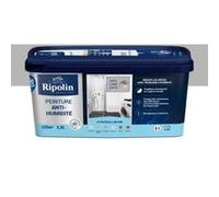 RIPOLIN - Peinture Anti-Humidité Intérieur - Haute Protection pour Murs Sujets aux Infiltrations d'Eau - Protège des Moisissures - Microporeuse & Lessivable - Satin - 2,5L - Gris Lome