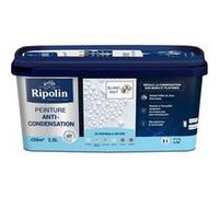 RIPOLIN - Peinture Anti-Condensation Intérieur - Sur Murs et Plafonds - Résiste à l’Humidité Ambiante - Protège des Moisissures - Microporeuse & Lessivable - Ne Cloque Pas - Mat - 2,5L - Blanc