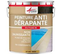 Peinture antidérapante sol extérieur escalier bateau carrelage béton bois métal SOLTHANE RD Beige ral 1001 Kit 6kg jusqu'a 12m2 pour 2 couches