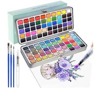 Peinture Aquarelle,100 Couleurs Boîte d’Aquarelle Set,Palette Aquarelle Set avec Palette Comprenant Fluorescente Macron Métalliques