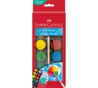 Peinture Aquarelle - 12 Pastilles - Pour Enfant - Pinceau Inclus - Faber-Castell