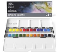Peinture aquarelle - Boîte métal - 24 demi-godets - Winsor et Newton - Professio