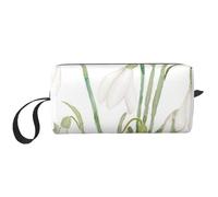 Peinture Aquarelle botanique de Fleur de Perce-Neige Blanche, Trousse de Maquillage Trousse à cosmétiques Trousse de Toilette de Voyage Portable Pochette de Maquillage