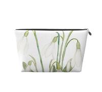 Peinture Aquarelle botanique de Fleur de perce-Neige Blanche, Trousse de Toilette Trousse de Maquillage Sac à cosmétiques Trousse de Toilette de Voyage Portable