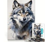 Peinture Aquarelle de Loup,Puzzle de 1000 pièces pour Adolescents,Stimulation Cognitive,Assemblage Solide,Aucune pièce détachée,Une façon captivante de Passer Le Temps (38x52cm)