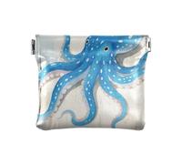 Peinture aquarelle d'une mer animale bleue. PU Cuir Petite pièce de monnaie imperméable avec fermoir pour femme
