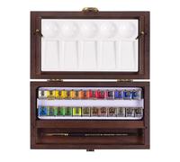 Peinture aquarelle - Extra-fine - Coffret bois - 24 godets + accessoires - Rembr