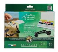 Peinture aquarelle - Fine - Boîte 12 demi-godets - Sennelier - La petite aquarelle - Mains libres