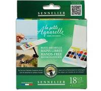 Peinture aquarelle - Fine - Boîte 18 demi-godets - Sennelier - La petite aquarelle - Mains libres