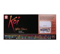 Koi Water Colors Studio Kit de peinture 96 godets avec peinture métallique, nacre et fluorescente
