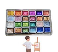 Peinture Aquarelle Nacrée, 24 Couleurs Peintures Métalliques, Palette De Peinture Nacrées, Kits De Peintures Artisanale Finement Broyés Pour Professionnels, Étudiants, Aquarellistes Débutants