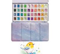 Peinture aquarelle nacrée | Ensemble de 40 couleurs de peinture aquarelle pour adultes | Palette d'aquarelle portable pour fleurs, argile