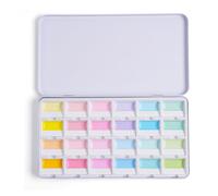 Peinture Aquarelle Opaque - Set de 24 Aquarelles Semi-humides, Couleurs Pastel Douces Inspirées des Tons Macaron avec Palette de Mélange, Haut Pouvoir Couvrant, Idéal pour Artistes et Amateurs