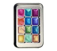 Peinture Aquarelle Pailletée | Kit de Création Interactif 12 Couleurs | Ensemble Portable pour Artistes Débutants et - Anniversaire, Scolaire ou Loisirs Créatifs | Idéal pour Cours Maison