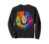 Peinture Aquarelle réaliste Lion Arc-en-Ciel Art coloré Sweatshirt