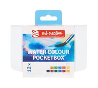 Talens Art Creation Peinture aquarelle boîte de poche avec 12 couleurs, pinceau et éponge | Peinture pour adulte