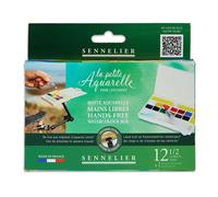 Peinture aquarelle - SENNELIER - La petite aquarelle - Boîte 12 demi-godets - Pinceau inclus - Palette riche