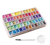 Peinture Aquarelle Set | avec pinceau et set de peinture nacrée,60 couleurs nacrées d'aquarelle | Pour artistes, débutants, adultes, coloriage, école, maison, voyage