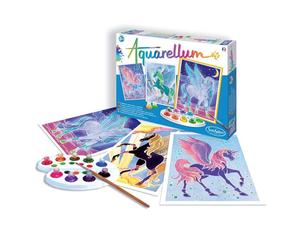 Peinture aquerelle - SENTOSPHERE - Aquarellum - Pégases - 9 couleurs - 3 tableaux - Sertissage sur papier Vélin - Dès 7 ans