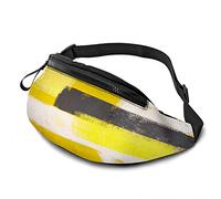 Peinture Art Casual Sac Banane pour Hommes Femme Abstrait Moderne Lignes Jaunes Et Blancs Art Carrés Texturé Durable Fanny Pack Profiter du Sport Randonnée Courir Cyclisme en Plein Air