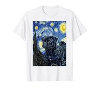 Peinture Art de la Peinture Motif Carlin Noir Nuit étoilée T-Shirt Graphique avec Valeur