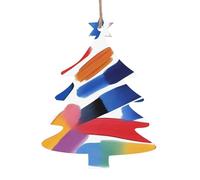 Peinture Art Ornement en Bois Pendentif Arbre de Noël Forme 4 PCS pour Arbre, Décoration Murale et Porte - Style Vintage